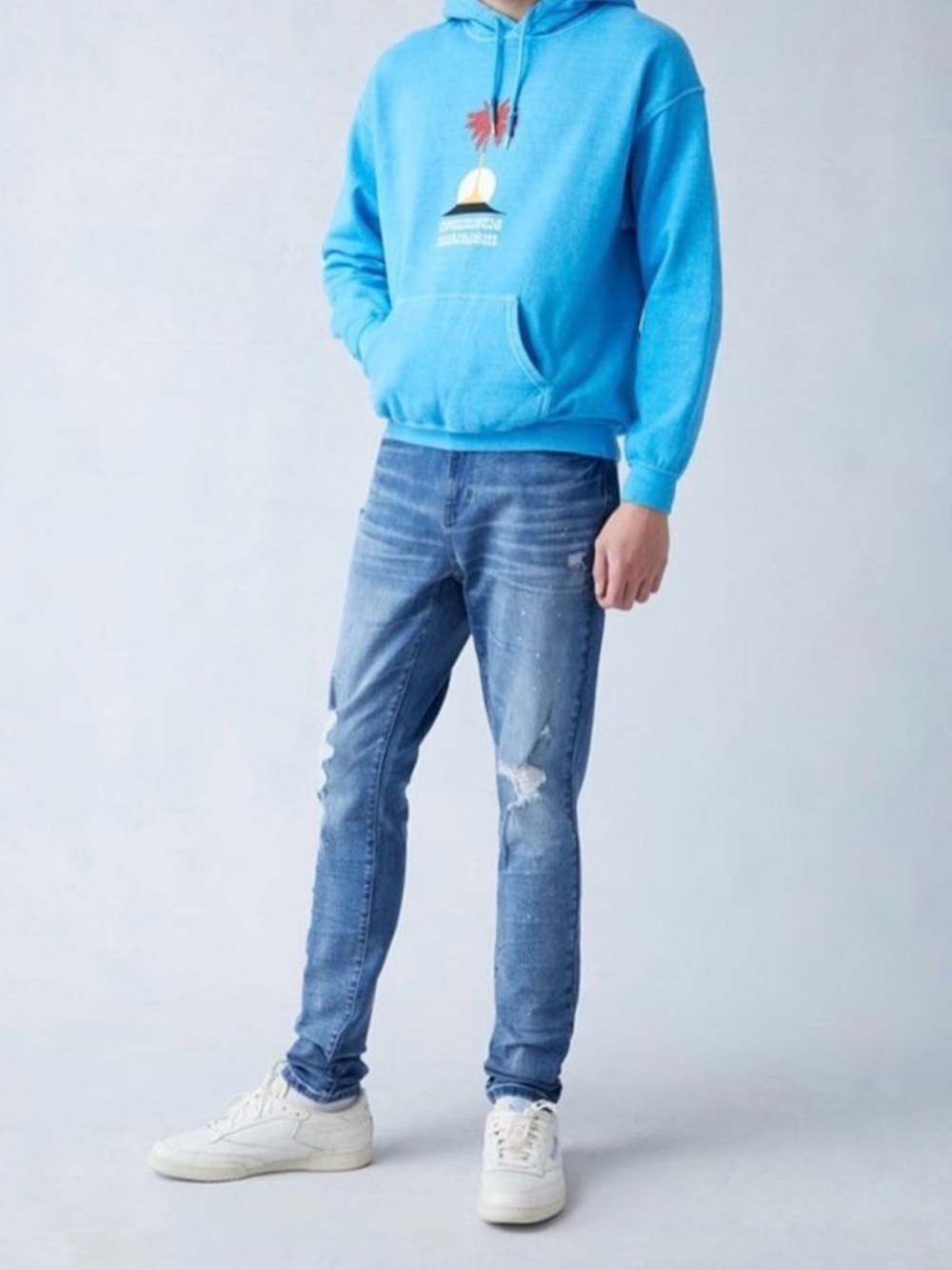 PacSun High Stretch Indigo Stacked Skinny Ripped Jeans
